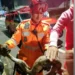 Momento em que os bombeiros resgatam a jiboia • Divulgação