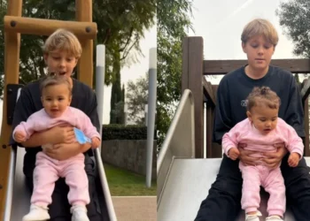 Bruna Biancardi e Carol Dantas registraram momentos de Davi Lucca, primogênito de Neymar, brincando com Mavie, filha do meio do jogador de futebol • Instagram/Bruna Biancardi e Carol Dantas