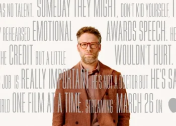 Seth Rogen no cartaz da série "O Estúdio" • Divulgação