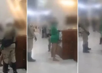 Vítimas foram socorridas e levadas para atendimento médico em uma unidade de saúde. • Reprodução/ Redes sociais