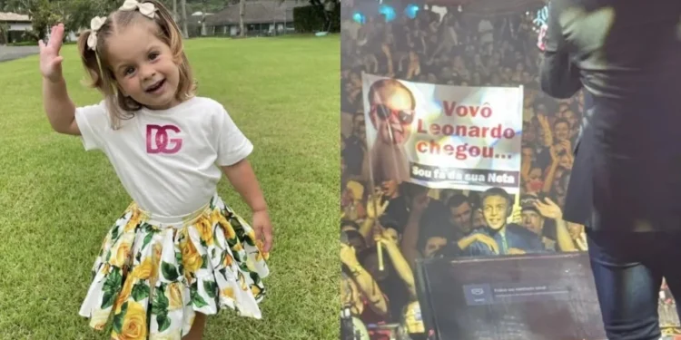 Fã leva cartaz de Maria Flor em show de Leonardo: “Floflo estourada”