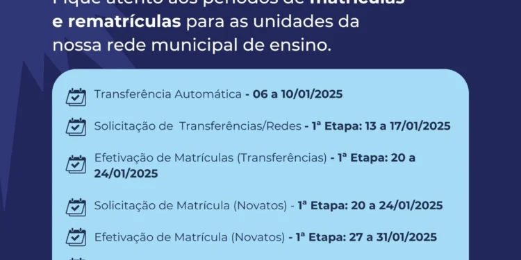 Rede municipal de ensino de Palmas divulga calendário de matrículas para 2025