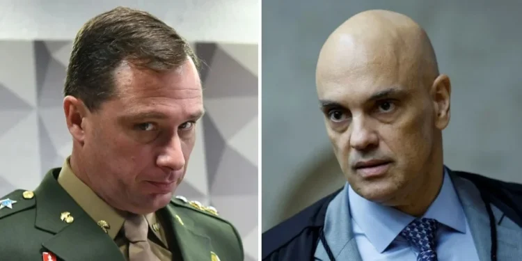 Mauro Cid e Ministro do STF, Alexandre de Moraes • 11/07/2023 - Geraldo Magela/Agência Senado e Reuters