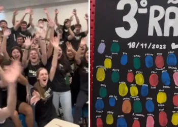 Assinar o uniforme e fazer um quadro de digitais são ideias para despedida da terceira série do ensino médio • Reprodução