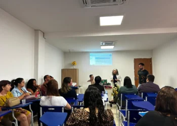 Profissionais da Diretoria de Ensino Fundamental da Semed durante reunião