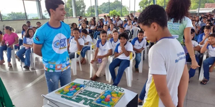 Estudantes interagindo na palestra sobre a piracema - Foto: Divulgação/Governo do Tocantins file_download