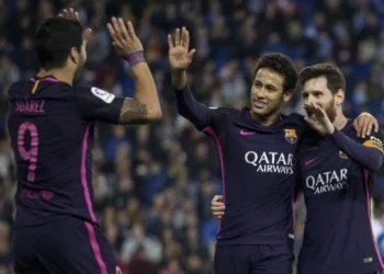 Neymar, Messi e Suárez nos tempos de Barcelona • Xavier Bonilla/NurPhoto via Getty Images