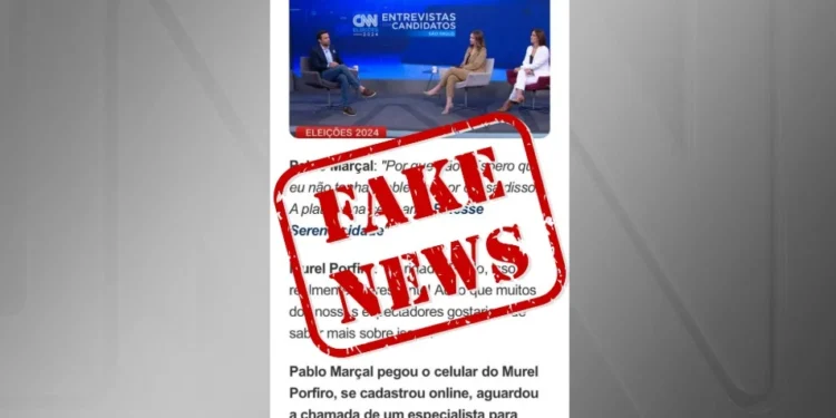 Montagem que circula nas redes traz informações falsas de entrevista de Pablo Marçal à CNN • Reprodução