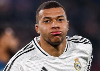 Mbappé comemora o gol que marcou contra a Atalanta, antes de se lesionar • Reprodução/X @realmadrid