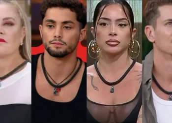 Flor Fernandez, Gui Vieira, Luana Targino e Sacha Bali estão na Roça • Reprodução/Record