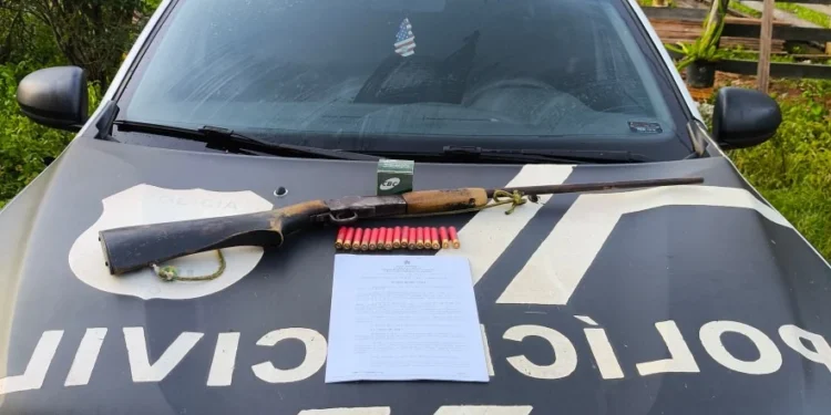Polícia apreendeu uma espingarda calibre 36 de fabricação caseira, além de 15 munições do mesmo calibre.jpeg - Foto: Divulgação SSP/TO file_download
