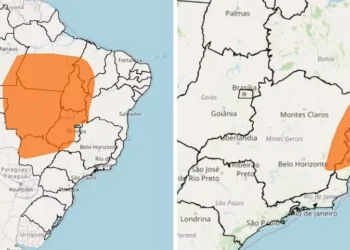 As três regiões - Norte, Centro-Oeste e Sudeste - estão sob alerta laranja para chuvas neste Natal — Foto: Inmet