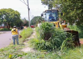 Cidade Limpa utiliza trator para roçagem das áreas de mato alto