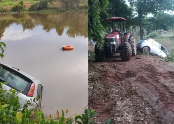 Veículo foi retirado de uma represa na zona rural de Colmeia - Divulgação PCTO