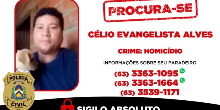 Polícia Civil do Tocantins procura suspeito de homicídio qualificado ocorrido em Rio Sono 