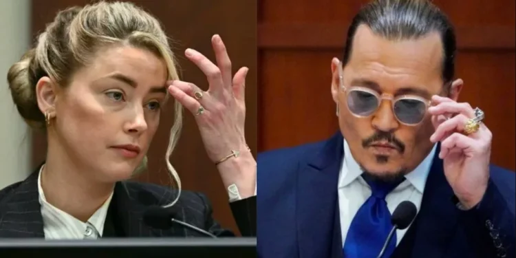 Montagem sobre fotos de Amber Heard e Johnny Depp • Reuters e AFP via Getty Images