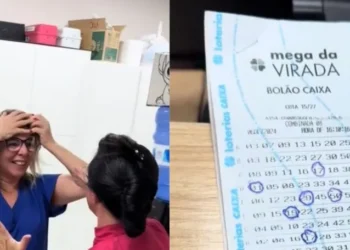 Resultado da Mega da Virada é confundido por mulher que festeja em vídeo • Reprodução/Redes sociais