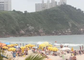 Movimentação na Praia do Tombo, em Guarujá (SP) • Divulgação/Prefeitura de Guarujá