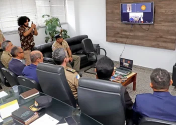 O governador do Tocantins, Wanderlei Barbosa, participou da reunião por videoconferência e destacou o compromisso do Governo do Tocantins em garantir a segurança da população - Foto: Adilvan Nogueira/Governo do Tocantins file_download