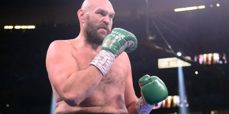 Tyson Fury em luta contra Deontay Wilder em Las Vegas • Reprodução