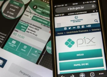 Logo do Pix em celular • Marcello Casal Jr/Agência Brasil