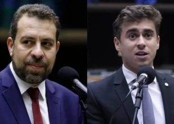 Guilherme Boulos (PSOL-SP), à direita, e Nikolas Ferreira (PL-MG), à esquerda • Mário Agra/Câmara dos Deputados / Vinicius Loures/Câmara dos Deputados