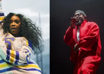 SZA cantará com Kendrick Lamar no show do intervalo do Super Bowl deste ano • Armando L. Sanchez/Chicago Tribune/Tribune News Service via Getty Images e Ricardo Rubio/Europa Press via Getty Images