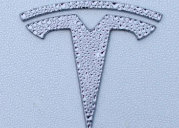 Logo da Tesla em carro Model Y na Califórnia • 20/10/2023 REUTERS/Mike Blake