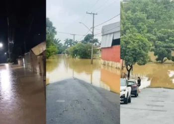 O nível do Rio Capivari atingiu 5 metros de altura, inundando casas e comércios • Reprodução