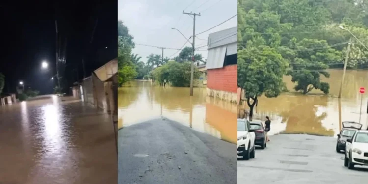 O nível do Rio Capivari atingiu 5 metros de altura, inundando casas e comércios • Reprodução
