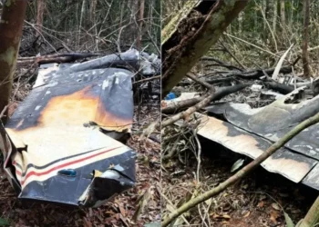 Imagens mostram sobrevoo no local do abate de aeronave venezuelana • Divulgação/FAB