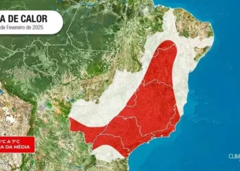 Regiões do Brasil que enfrentam onda de calor entre 12 e 21 de fevereiro — Foto: Climatempo