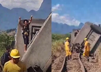 Não houve feridos no incidente e todos os passageiros que estavam a bordo foram retirados. • Reprodução