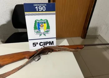 Arma do suspeito foi apreendida — Foto: Divulgação/PMTO