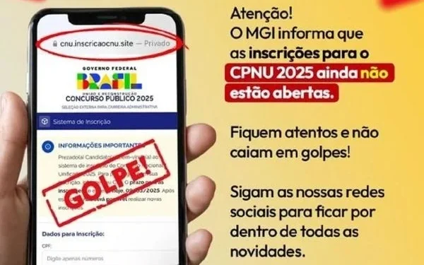 Alerta de golpe sobre novas inscrições do CNU Crédito: Reprodução/ Instagram