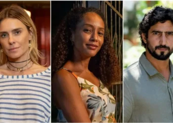 Leila (Carolina Dieckmann), Raquel (Taís Araújo) e Ivan (Renato Góes) em "Vale Tudo" • TV Globo