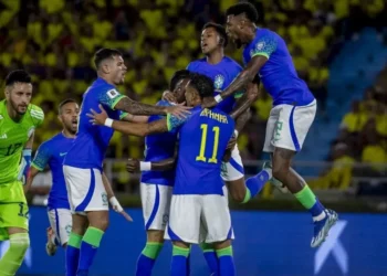 Seleção Brasileira em partida contra a Colômbia, pelas Eliminatórias da Copa do Mundo de 2026, em novembro de 2024 • Divulgação/CBF