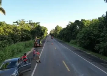 BR-153 em Guaraí passou por manutenção, mas ainda poderá ser interditado — Foto: Divulgação/PRF