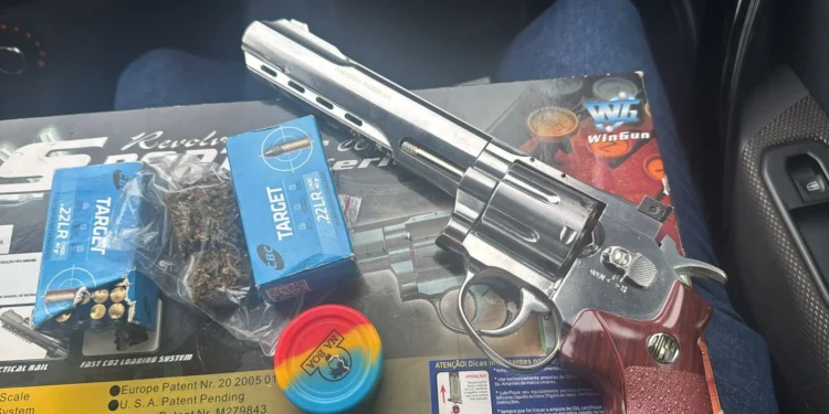 Arma e munições apreendidas com o investigado durante cumprimento do mandado de busca - Divulgação PCTO