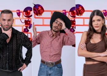 Diego Hypolito, João Gabriel e Vitória Strada disputam 14º Paredão do BBB25 • Globo/Fábio Rocha