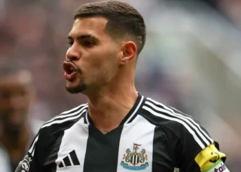 Bruno Guimarães comemora gol pelo Newcastle • Foto: Divulgação/ @NUFC