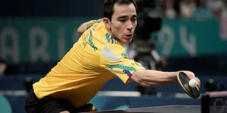 Hugo Calderano durante disputa pelo bronze • Alexandre Loureiro/COB