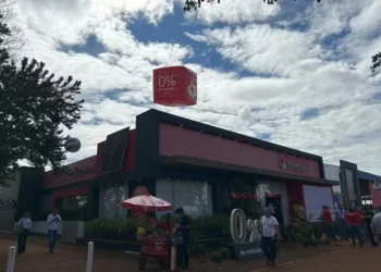 Estande do banco Santander na Agrishow, em Ribeirão Preto — Foto: Gabriella Weiss