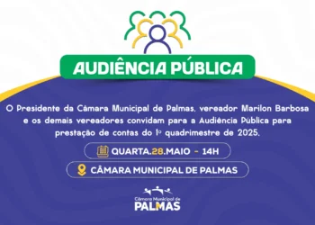 Câmara Municipal de Palmas realizará audiência pública para prestação de contas do 1º quadrimestre de 2025