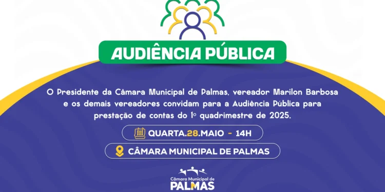 Câmara Municipal de Palmas realizará audiência pública para prestação de contas do 1º quadrimestre de 2025