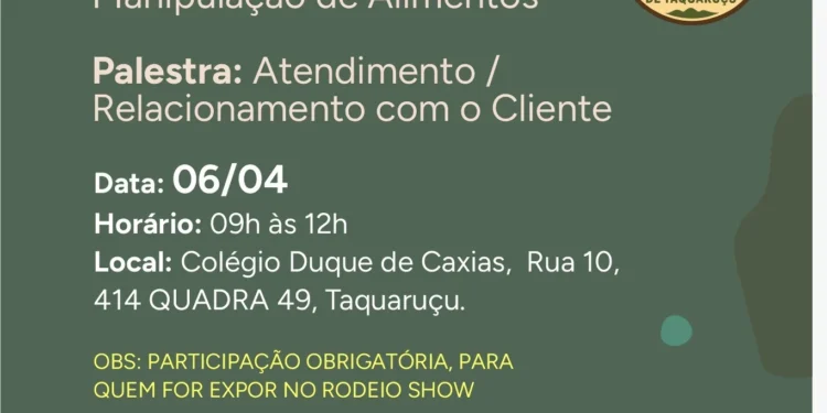 Sebrae capacita empreendedores da vila gastronômica Estação dos Sabores que acontecerá durante o Taquaruçu Rodeio Show