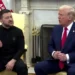 Donald Trump e Volodymyr Zelensky nos Estados Unidos. • Reprodução/Reuters