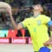 Rodrigo comemora o gol que abriu o placar entre Brasil e El Salvador pela Copa do Mundo de futebol de areia • Reprodução/Fifa