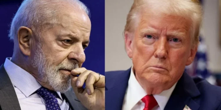 O presidente da República, Luiz Inácio Lula da Silva, à esquerda, e o presidente dos Estados Unidos, Donald Trump, à direita • Marcelo Camargo/Agência Brasil | Andrew Harnik/Getty Images