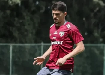 Pablo Maia em treino do São Paulo • Divulgação/São Paulo